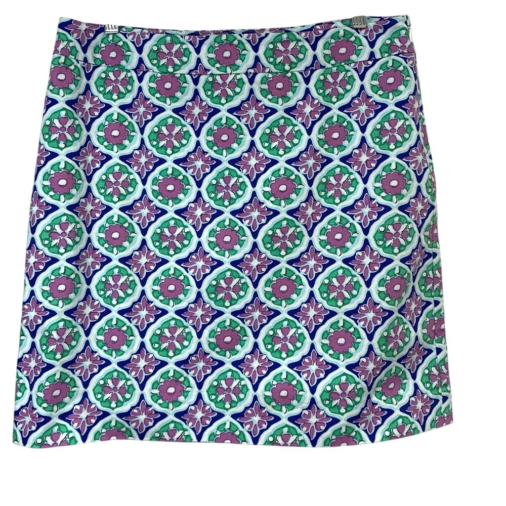 Talbots Skirt 10P Pink Blue Floral Lined Above Knee Tropical Travel Office Work